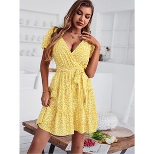 Floral Print A-line 3/4 Sleeve 
Summer Dress For Women